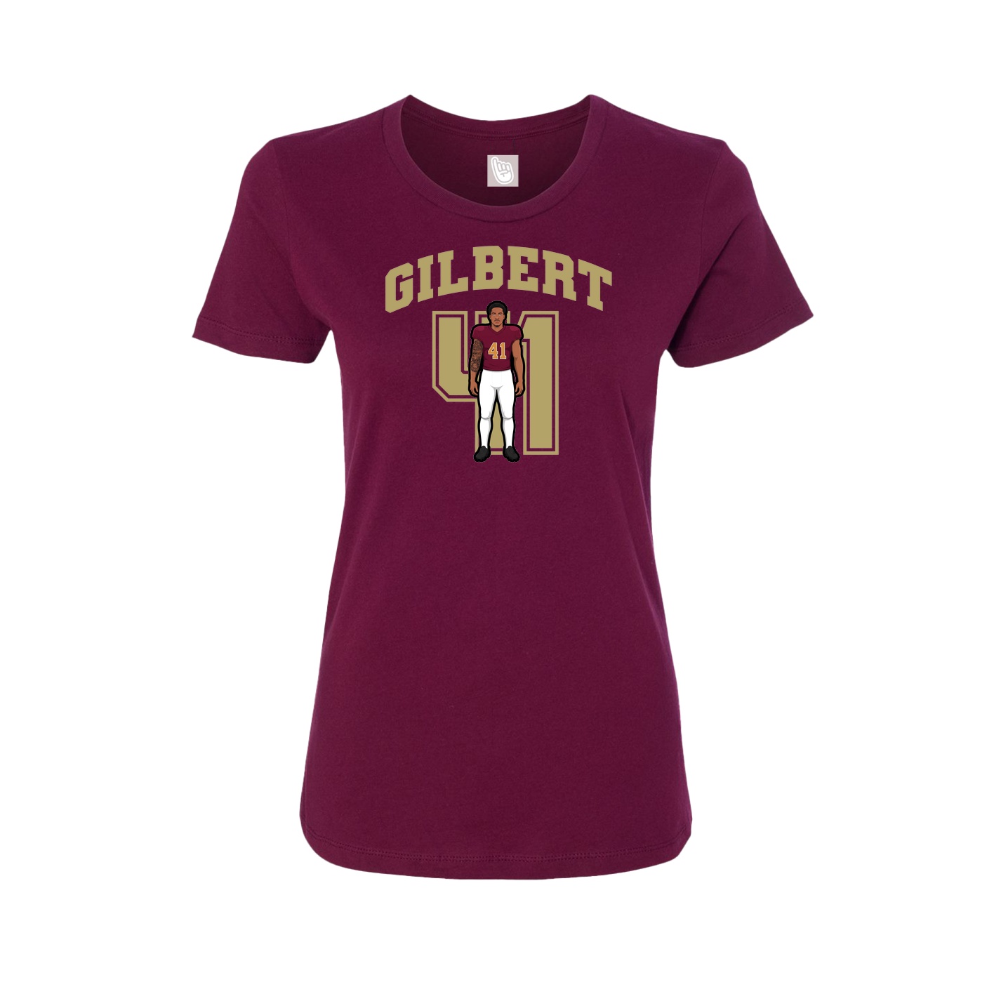 Fitted Women's Tee — Number in Maroon