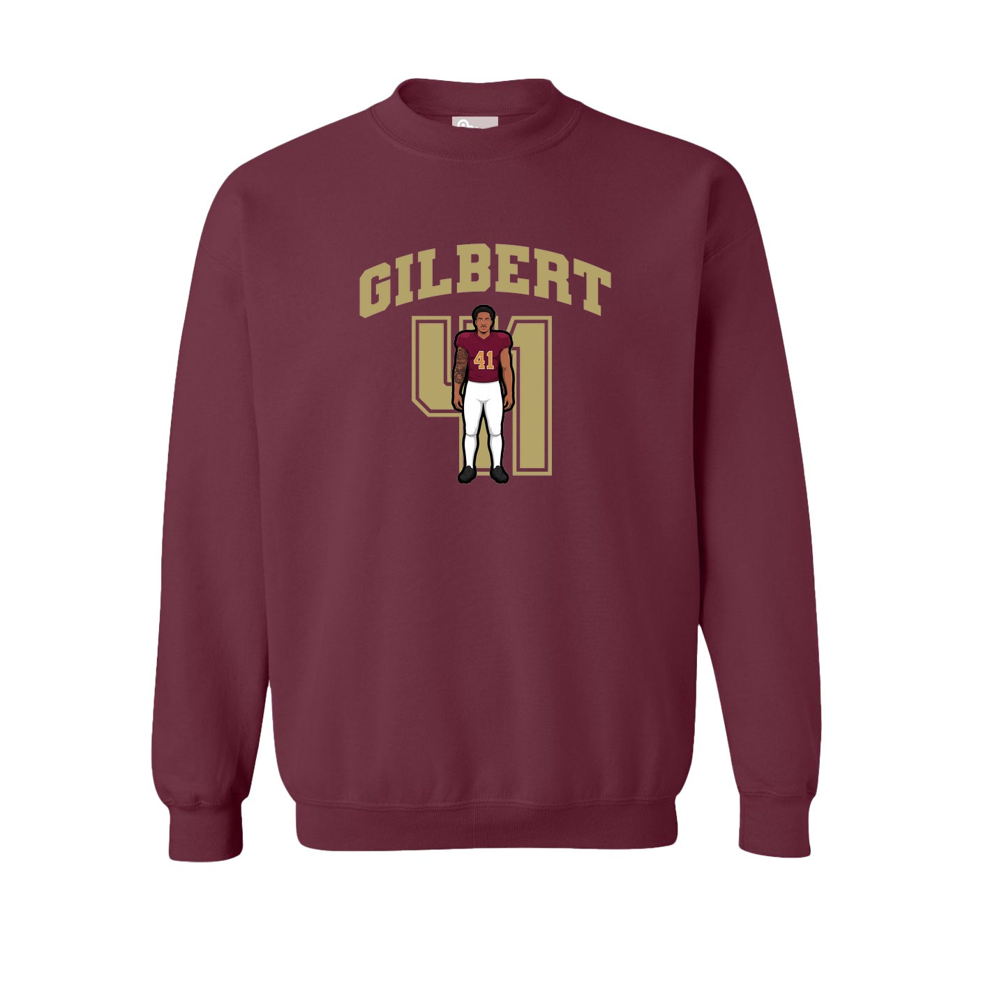 Fleece Crew — Number in Maroon
