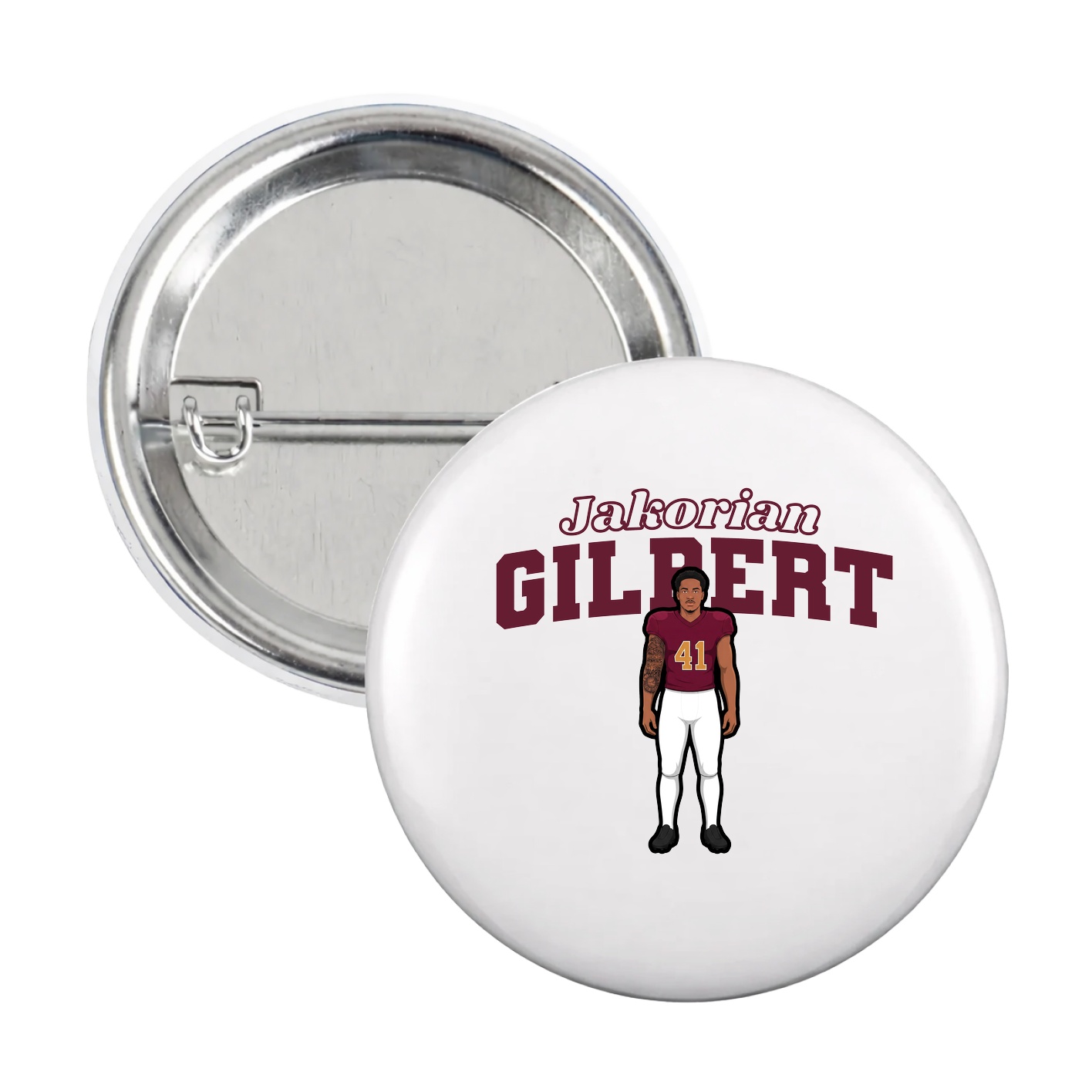 Game Day Button — Name Arch in White