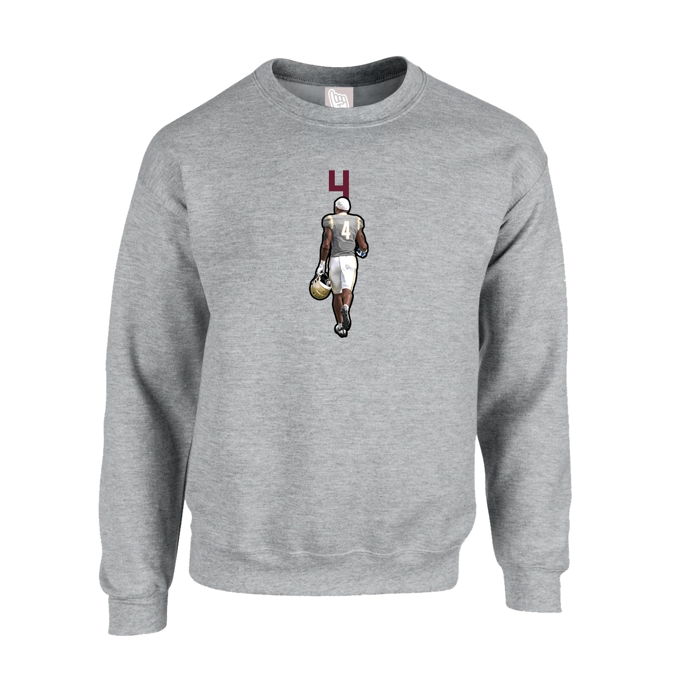 Fleece Crew — Number Top in Grey