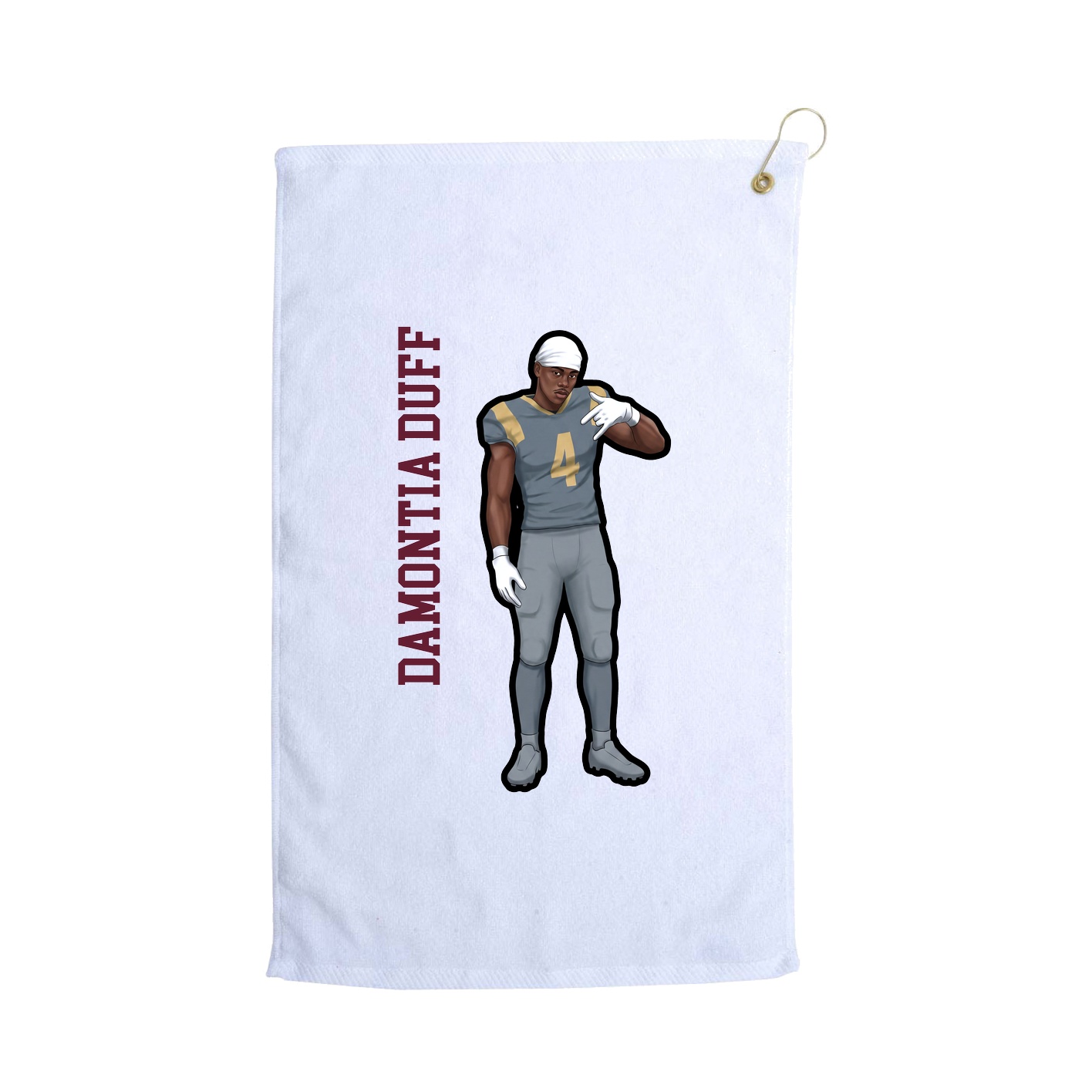 Golf Towel — Name Vertical in White