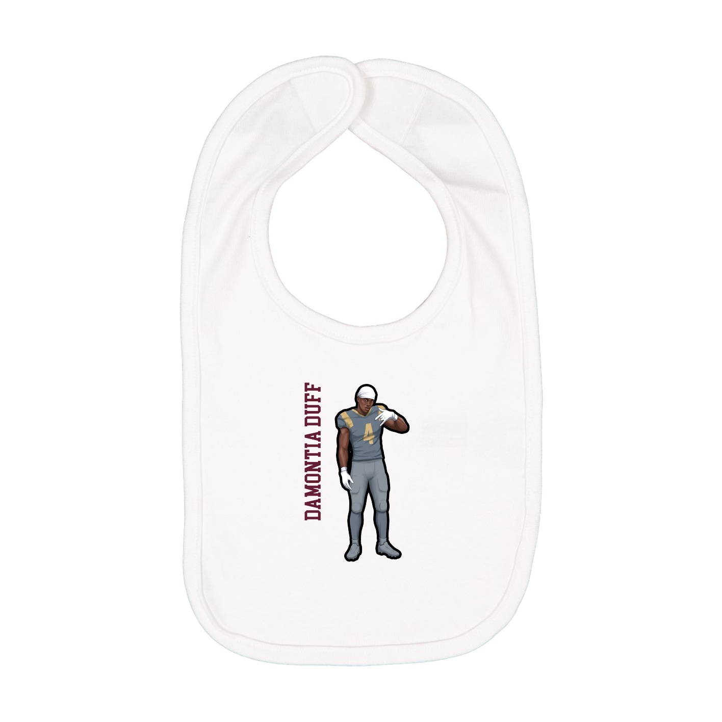Infant Bib — Name Vertical in White