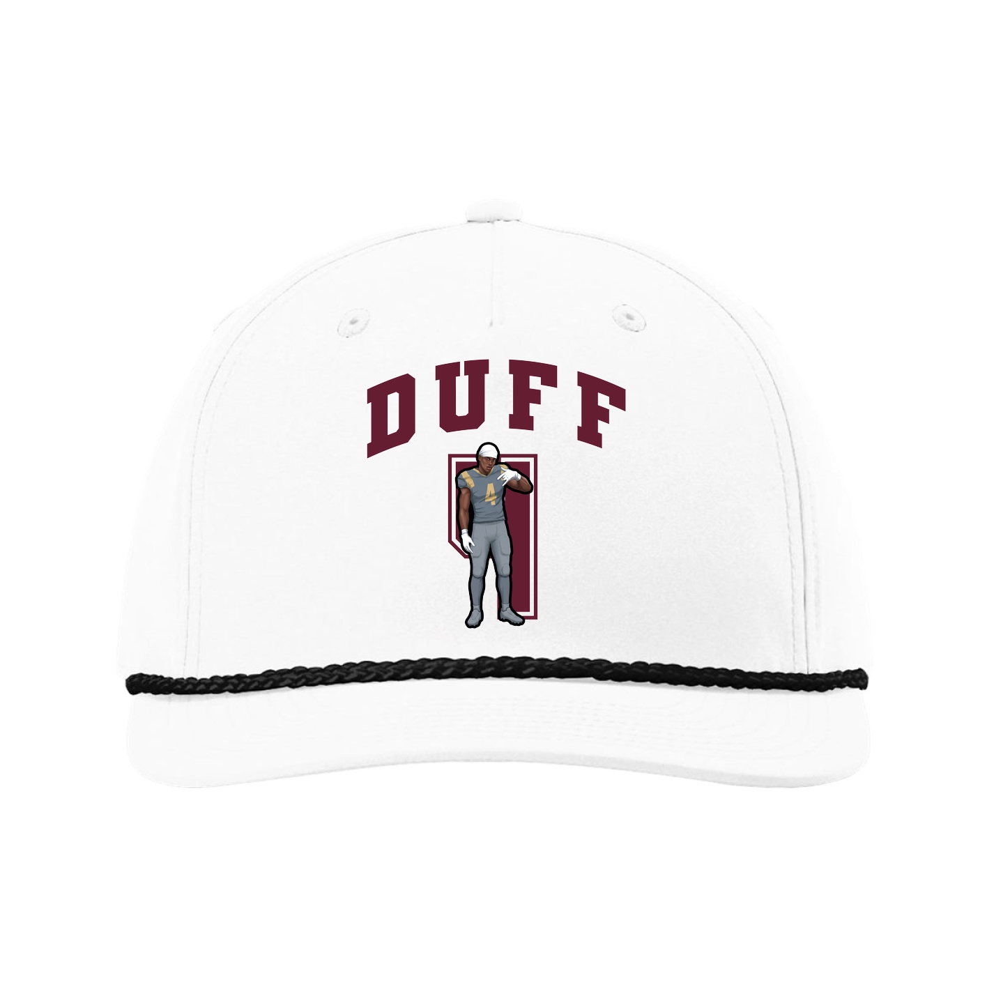 Five-Panel Classic Rope Cap — Number in White
