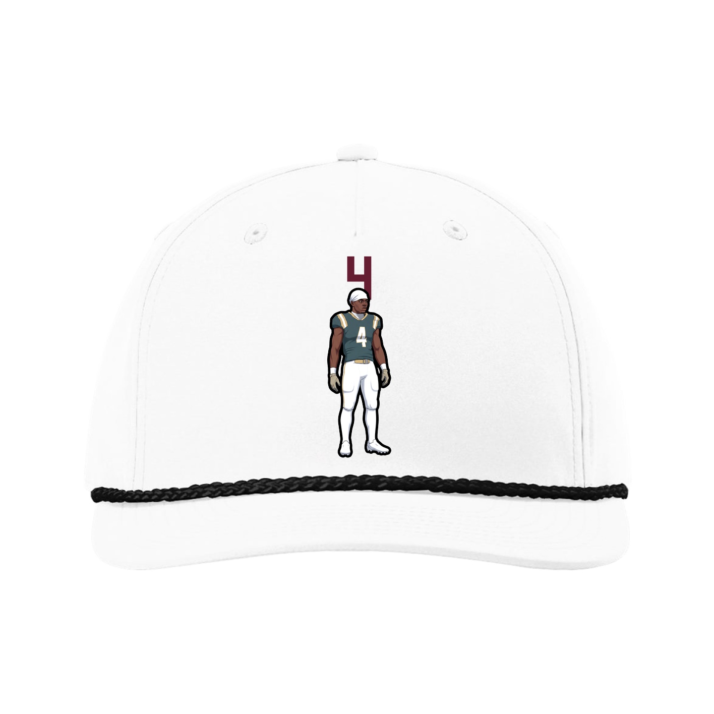 Five-Panel Classic Rope Cap — Number Top in White