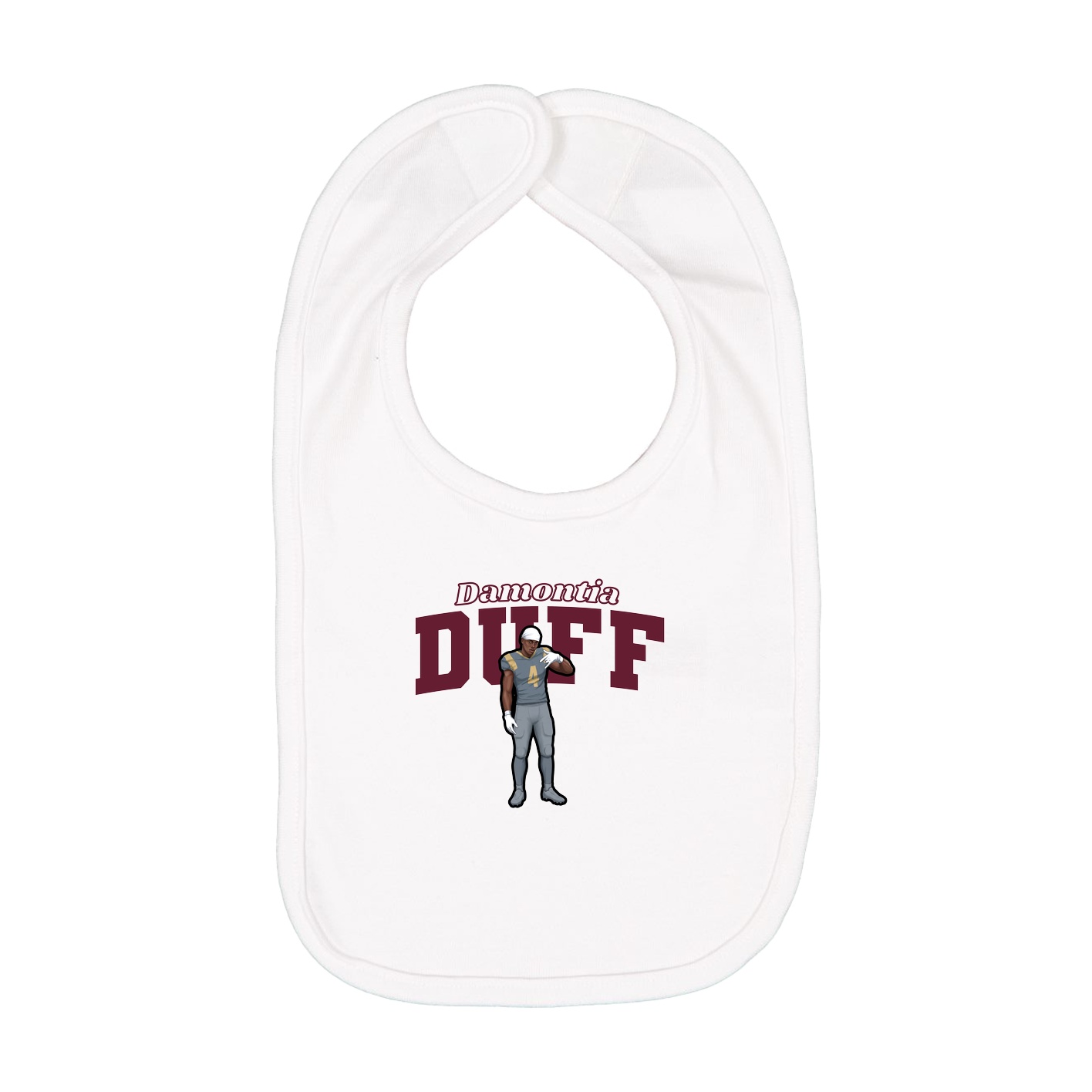 Infant Bib — Name Arch in White