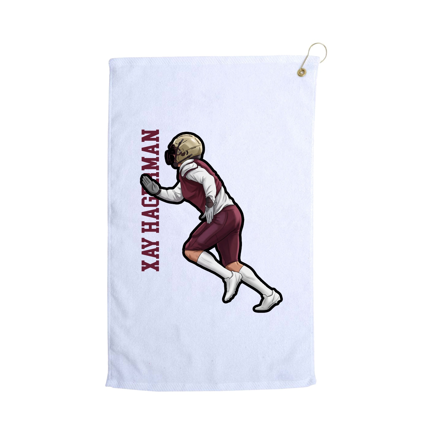 Golf Towel — Name Vertical in White
