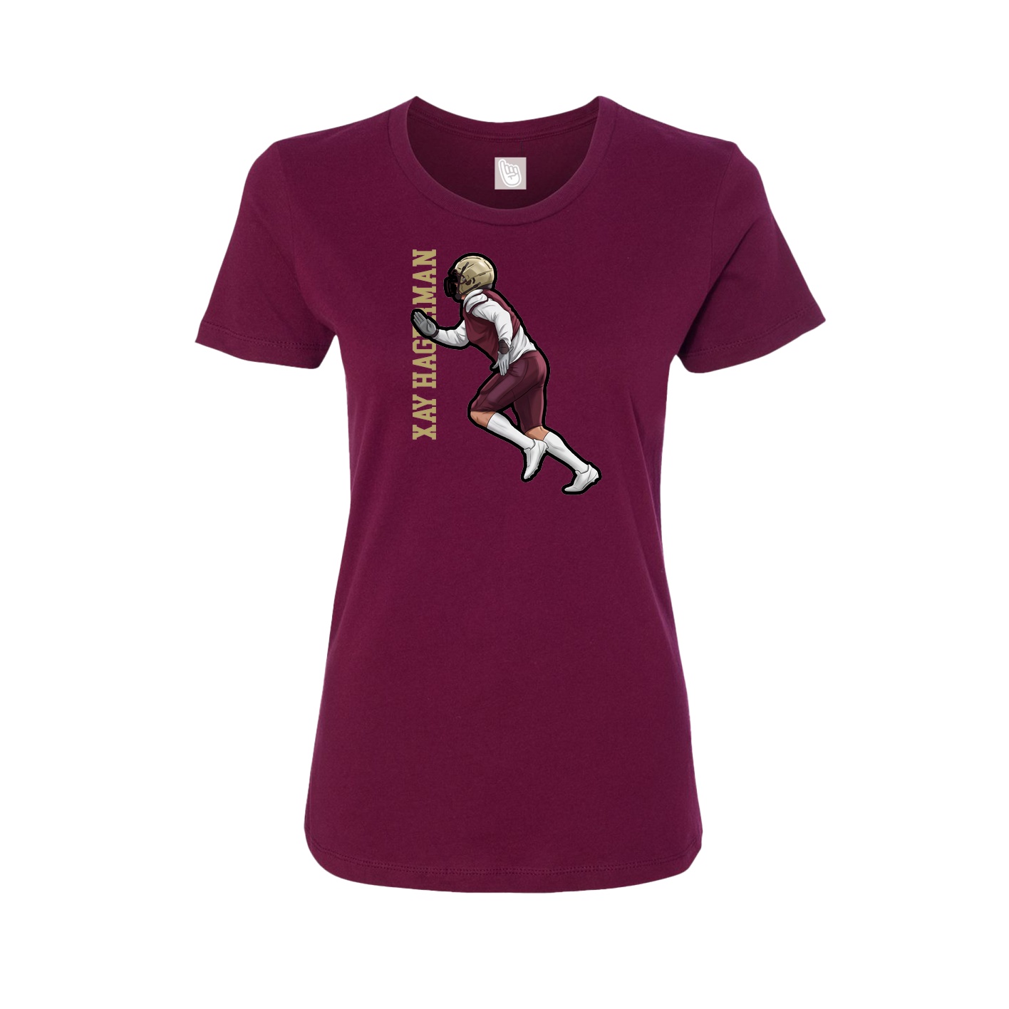 Fitted Women's Tee — Name Vertical in Maroon