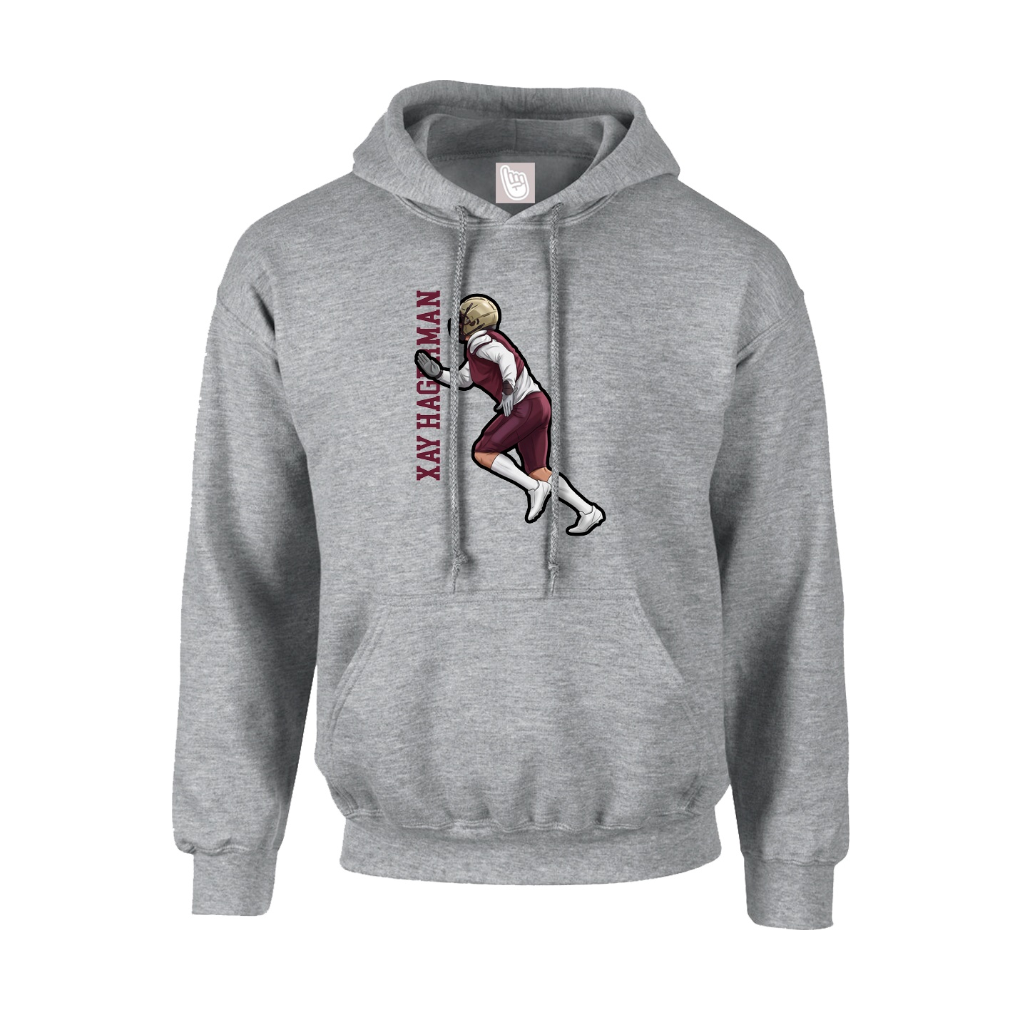 Hoodie — Name Vertical in Grey