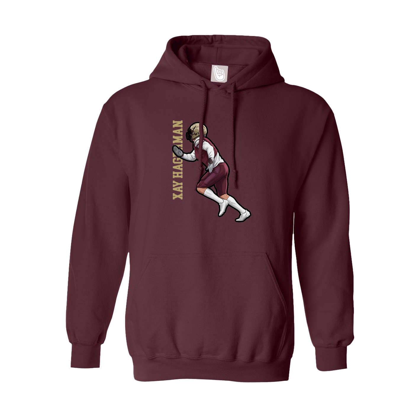 Youth Hoodie — Name Vertical in Maroon