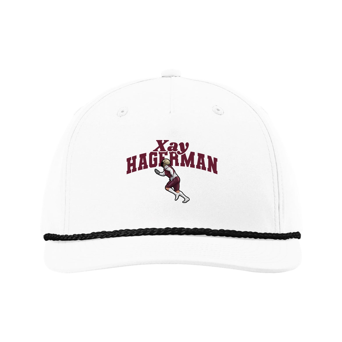 Five-Panel Classic Rope Cap — Signature Arch in White