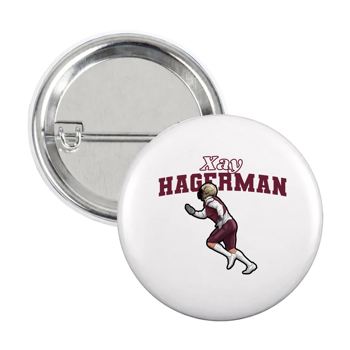 Game Day Button — Name Arch in White