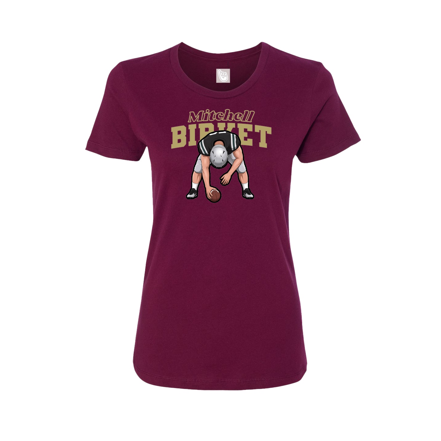 Fitted Women's Tee — Name Arch in Maroon