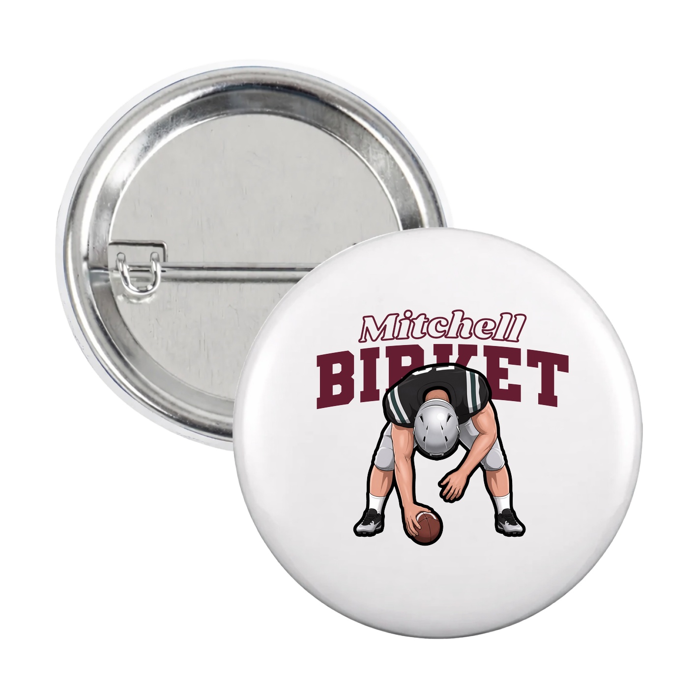 Game Day Button — Name Arch in White