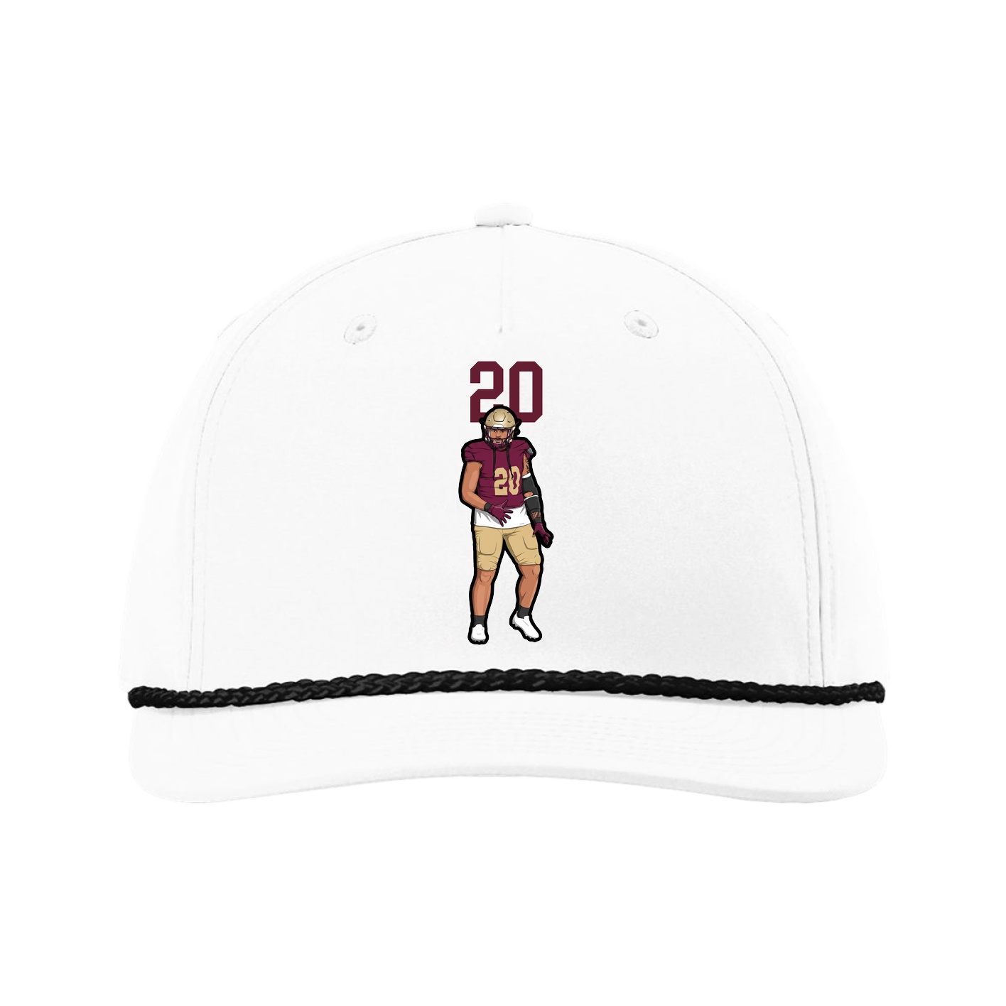 Five-Panel Classic Rope Cap — Number Top in White