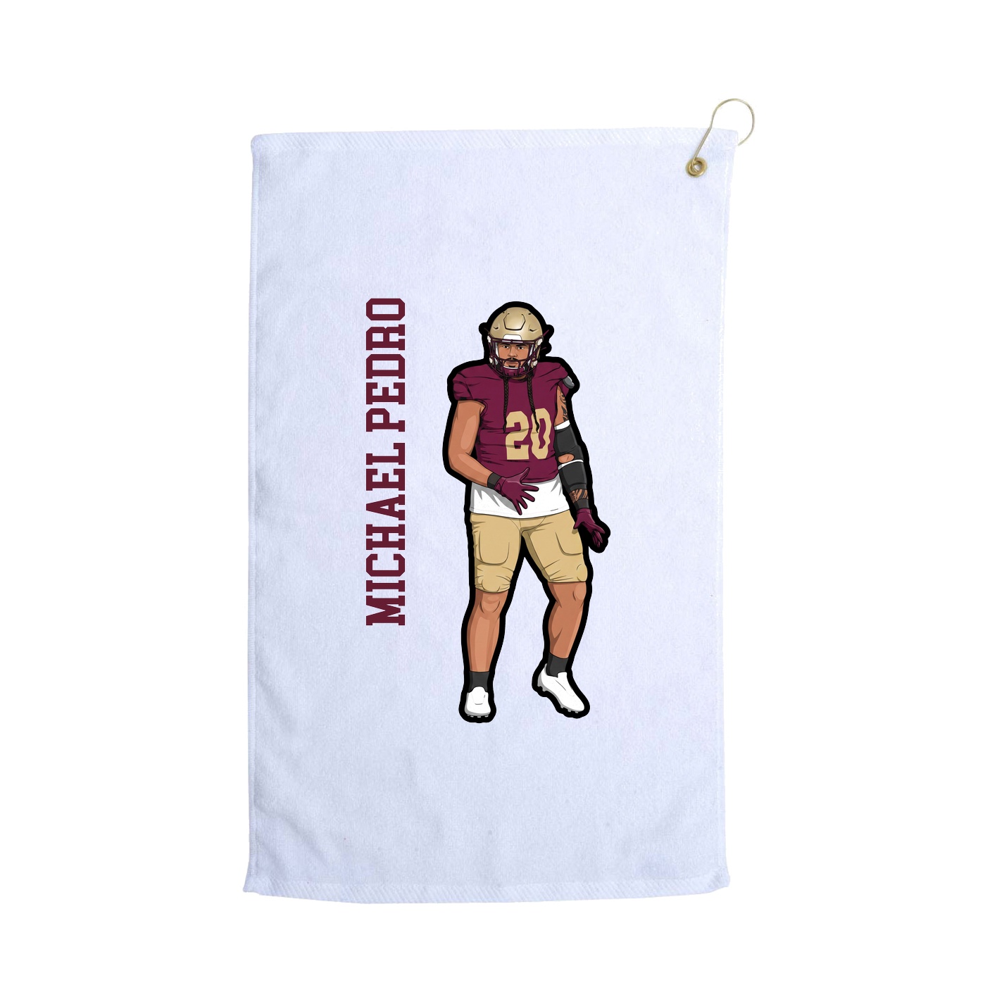 Golf Towel — Name Vertical in White
