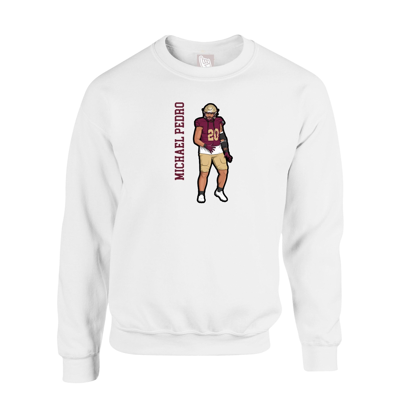Fleece Crew — Name Vertical in White