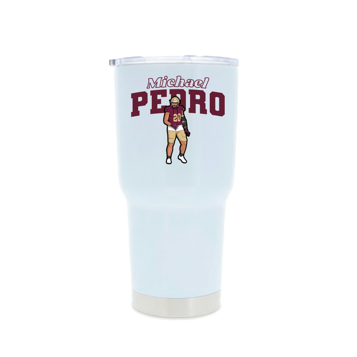 30oz Stainless Steel Tumbler — Name Arch in White