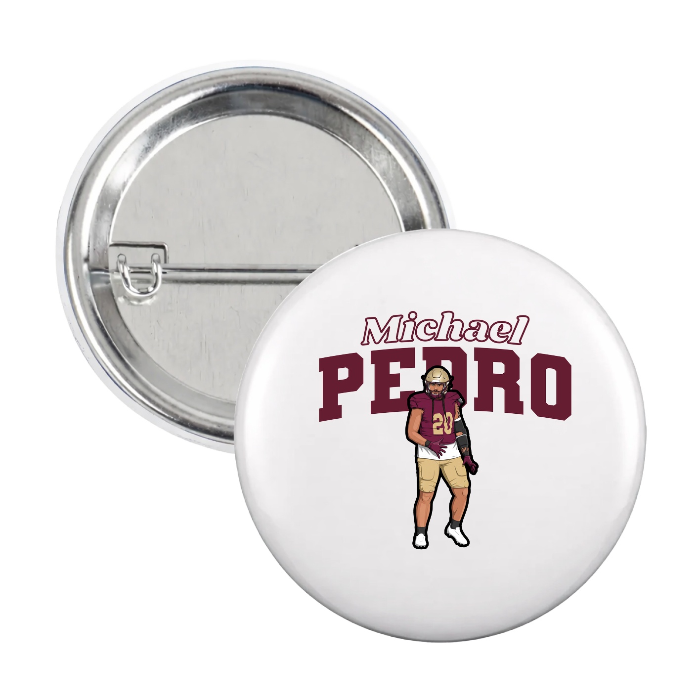 Game Day Button — Name Arch in White