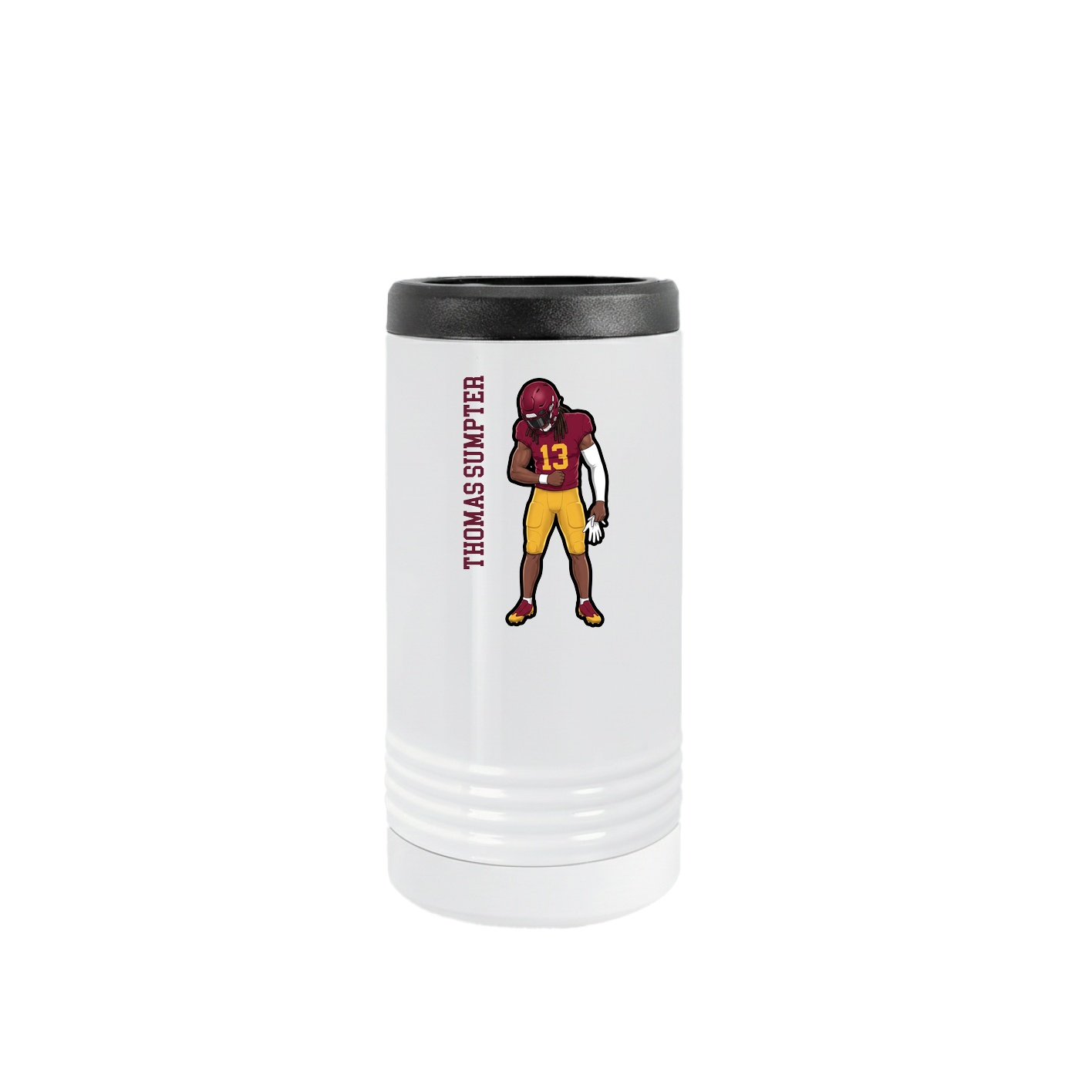 Slim Beverage Holder — Name Vertical in White