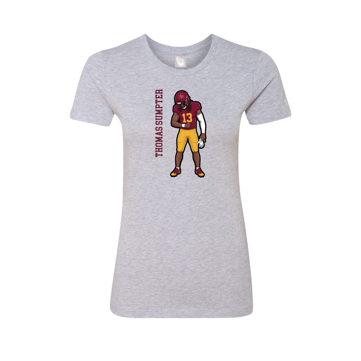 Fitted Women's Tee — Name Vertical in Grey