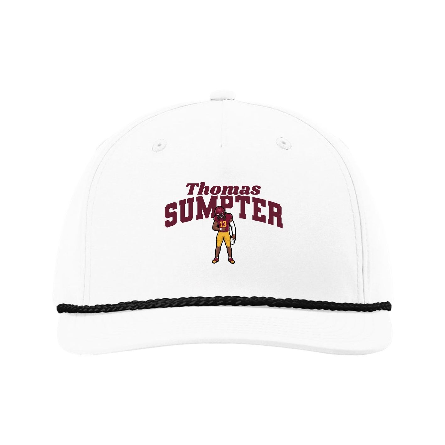 Five-Panel Classic Rope Cap — Signature Arch in White