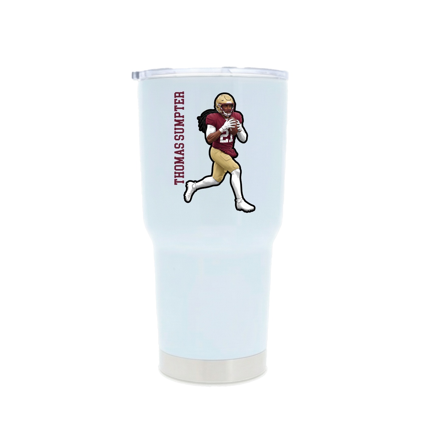 30oz Stainless Steel Tumbler — Name Vertical in White