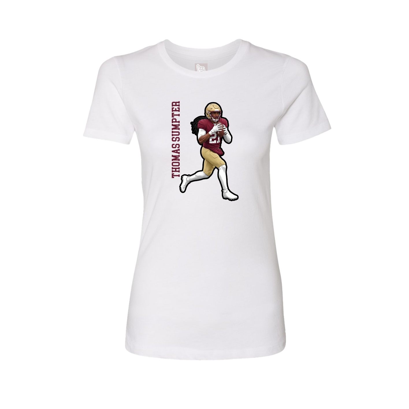 Fitted Women's Tee — Name Vertical in White