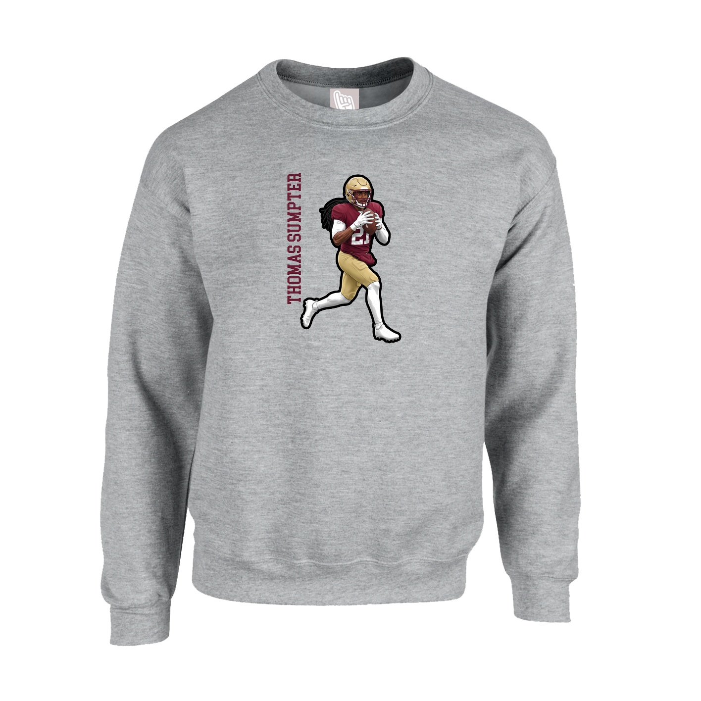 Fleece Crew — Name Vertical in Grey
