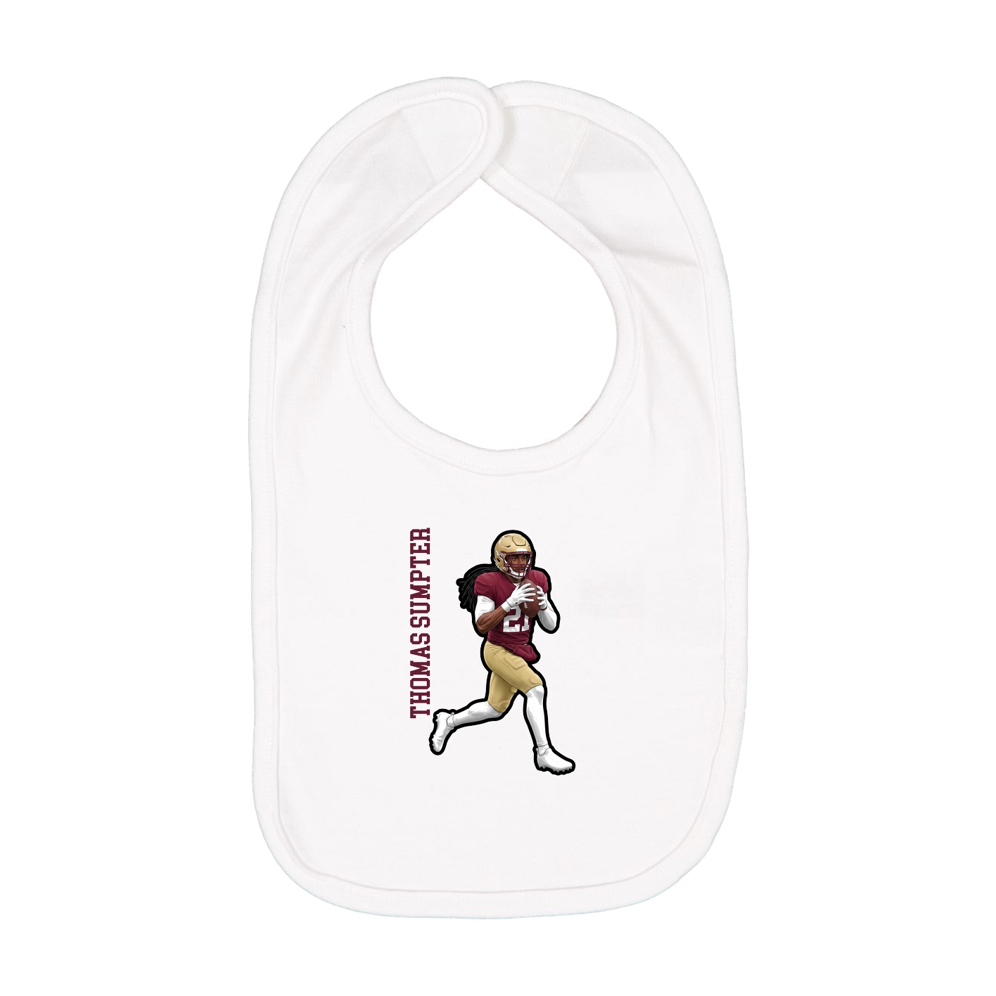 Infant Bib — Name Vertical in White