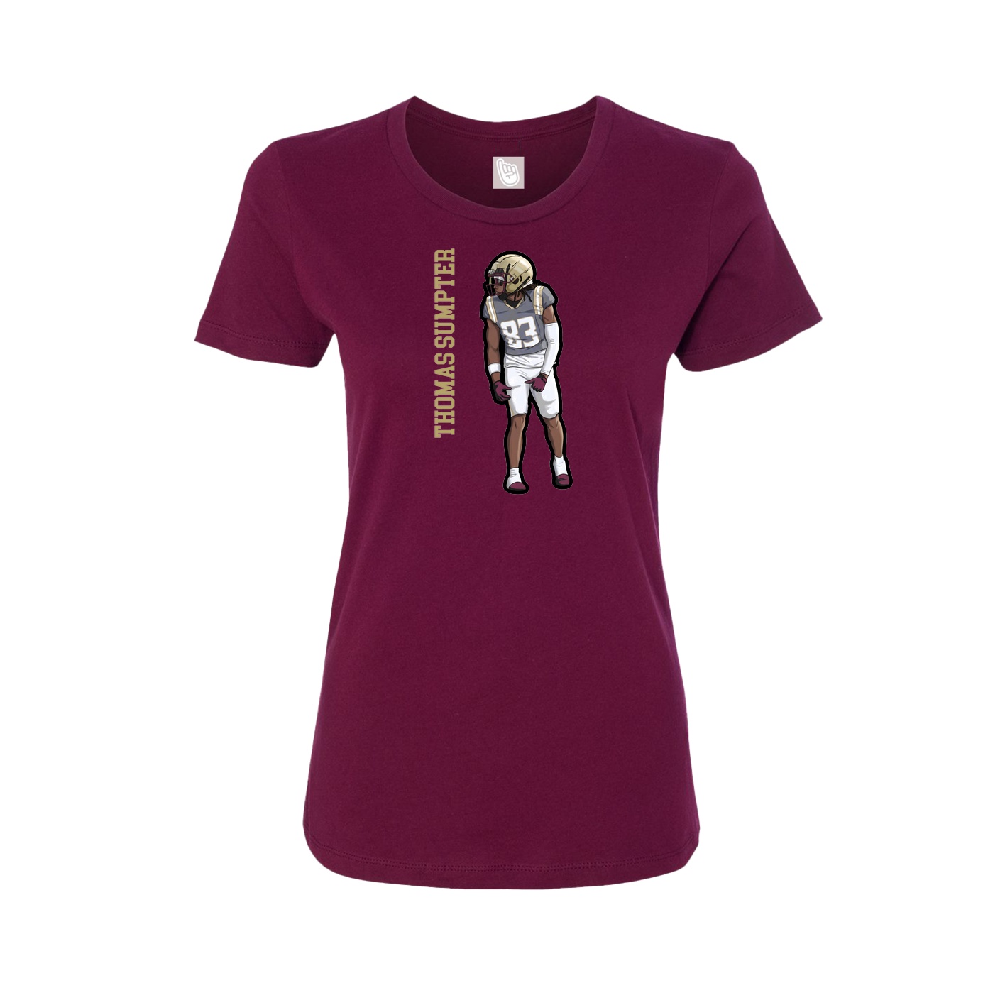 Fitted Women's Tee — Name Vertical in Maroon