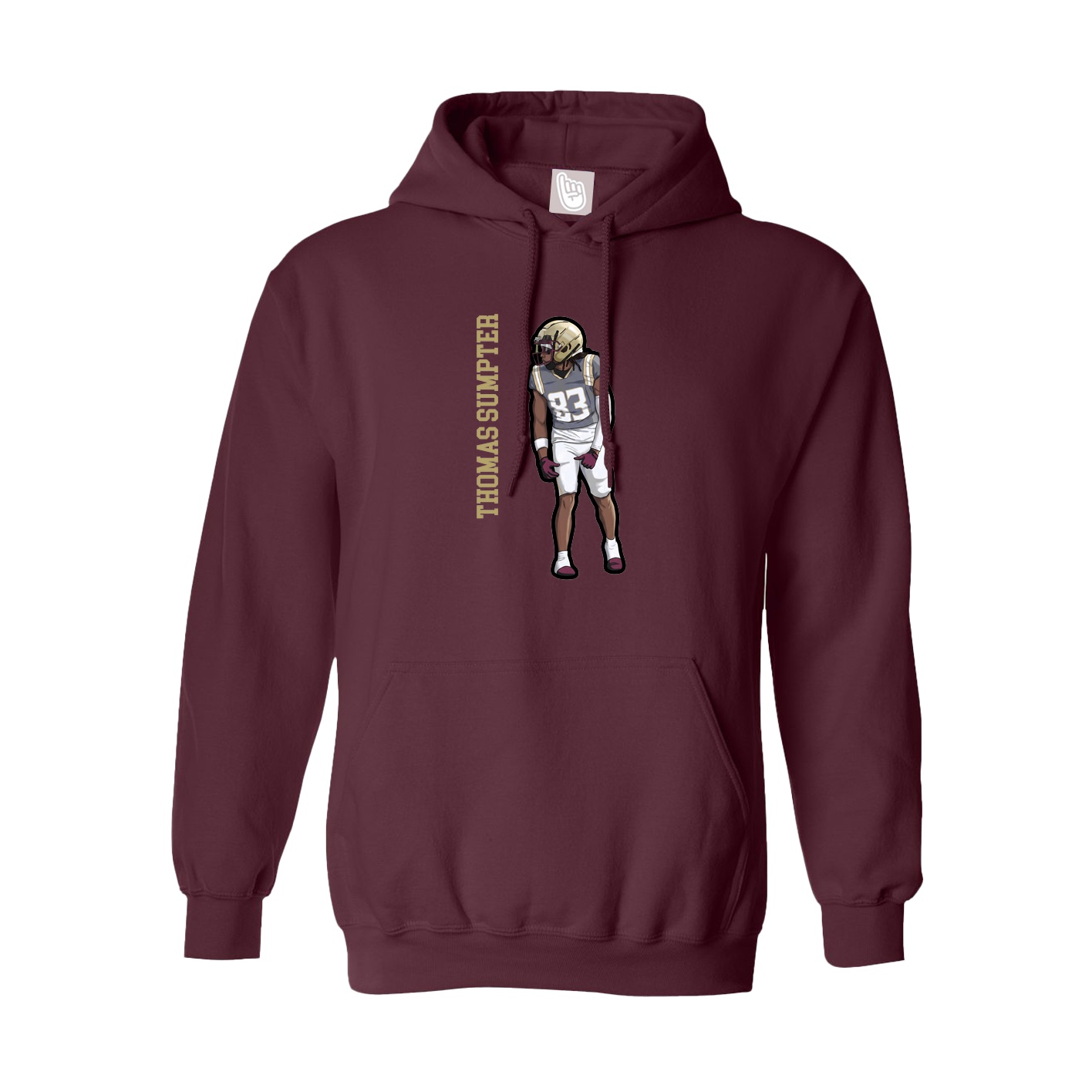 Youth Hoodie — Name Vertical in Maroon