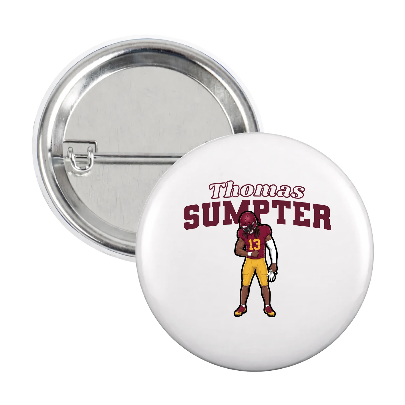 Game Day Button — Name Arch in White