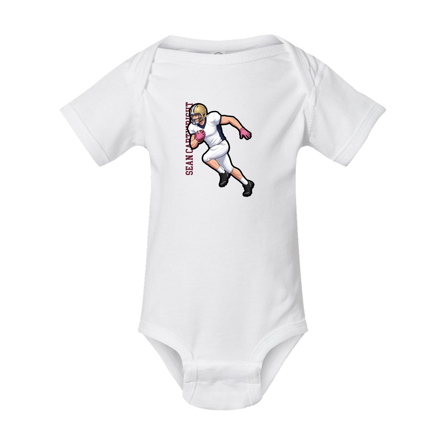 Baby Onesie — Name Vertical in White
