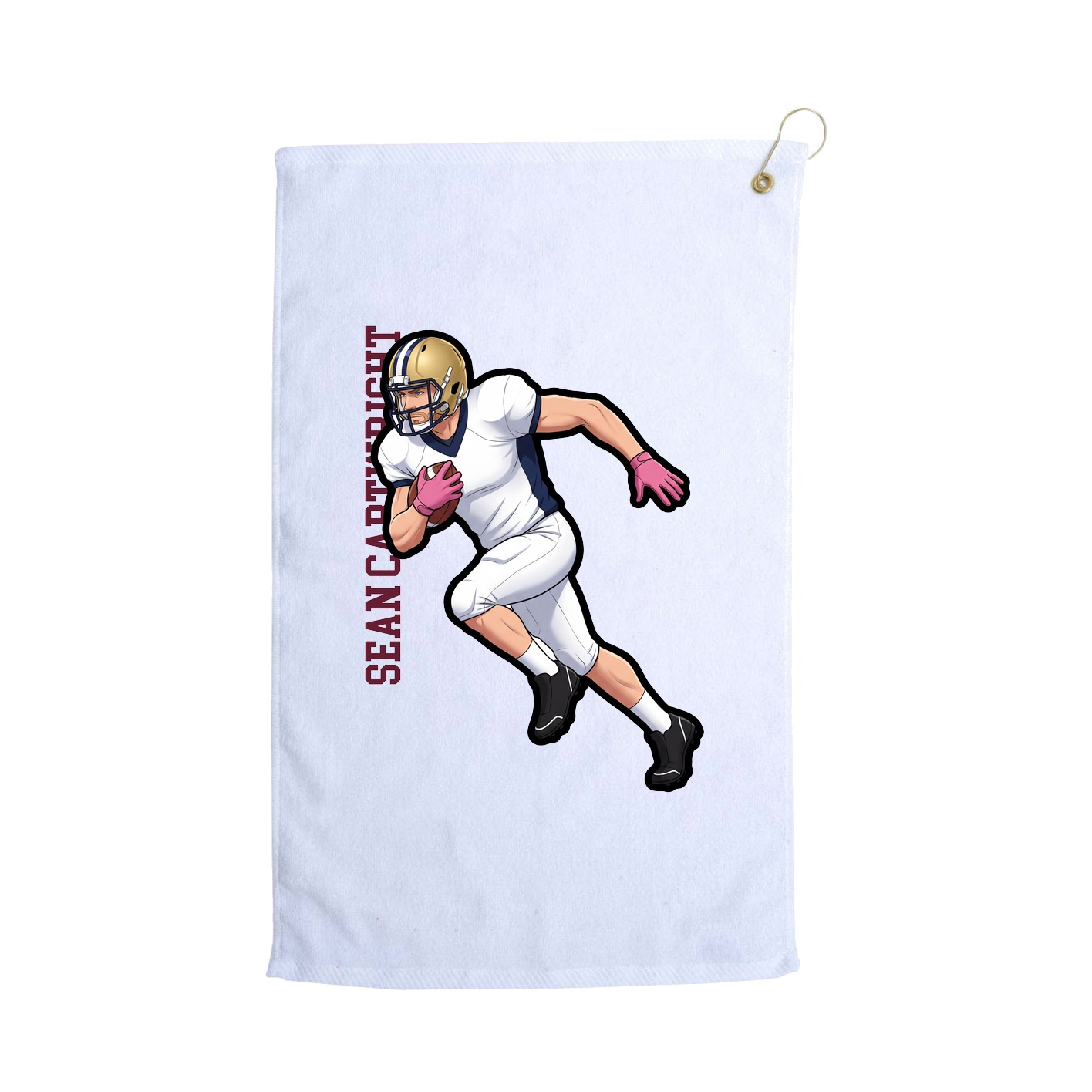 Golf Towel — Name Vertical in White