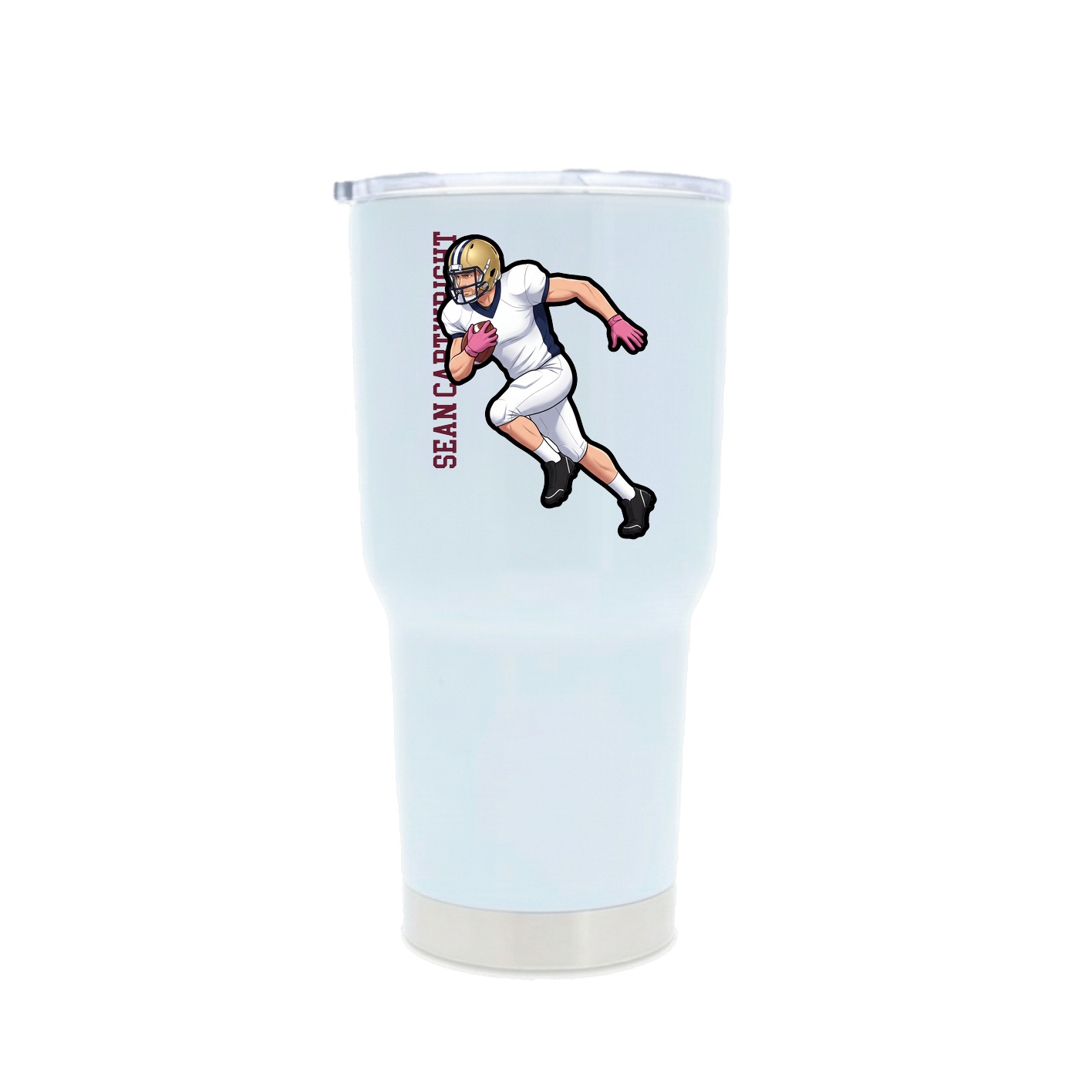 30oz Stainless Steel Tumbler — Name Vertical in White