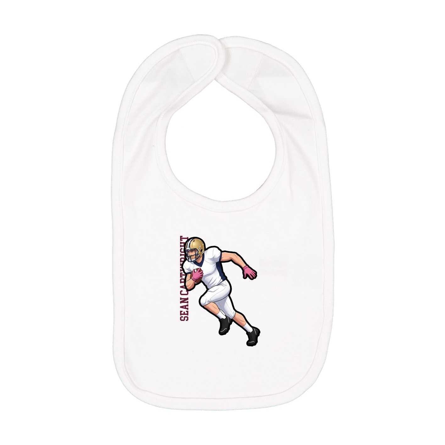 Infant Bib — Name Vertical in White