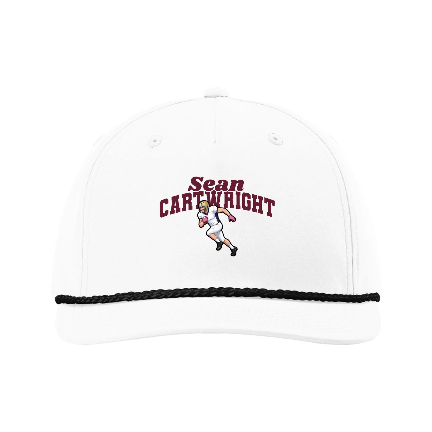 Five-Panel Classic Rope Cap — Signature Arch in White