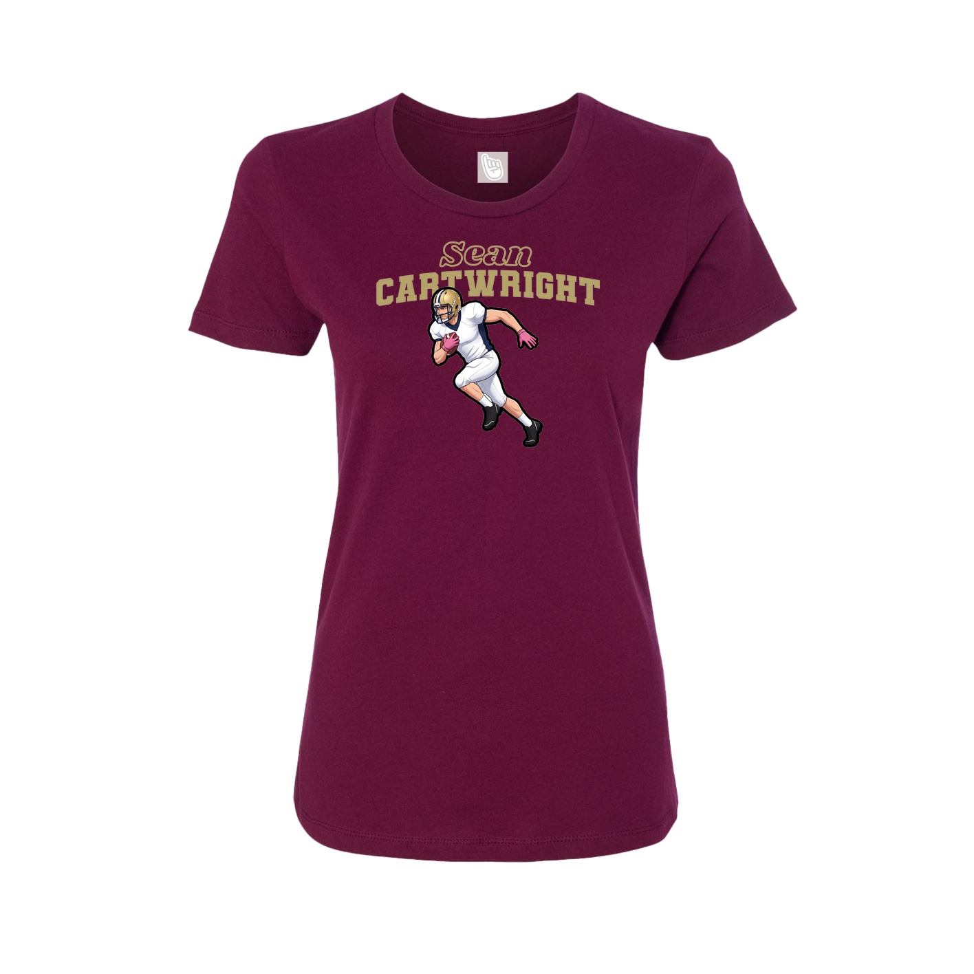 Fitted Women's Tee — Name Arch in Maroon