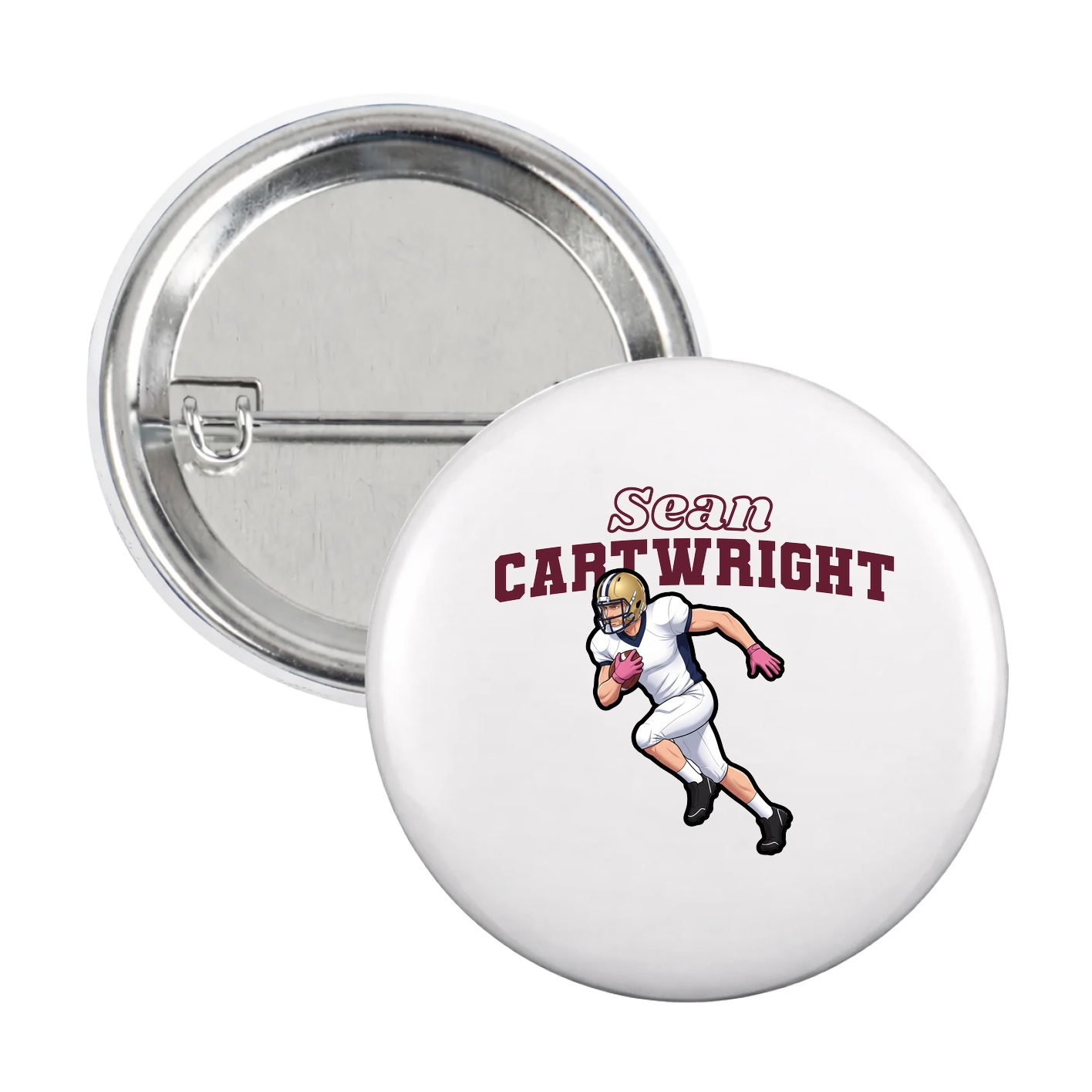 Game Day Button — Name Arch in White
