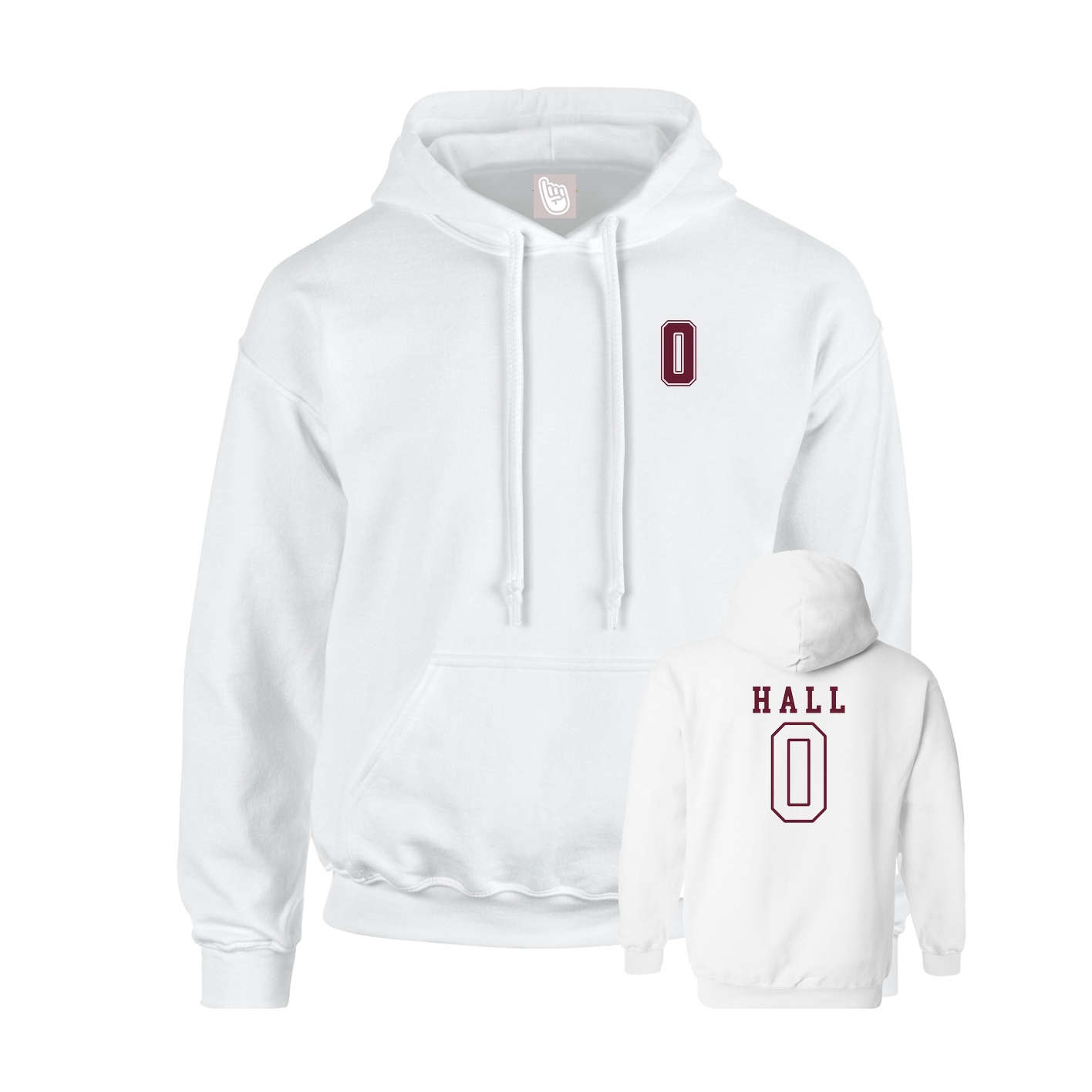 Youth Hoodie — Chest Back in White