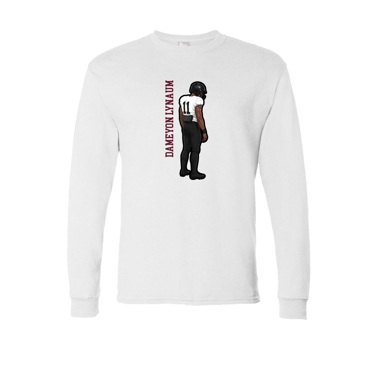 Long Sleeve Tee — Name Vertical in White