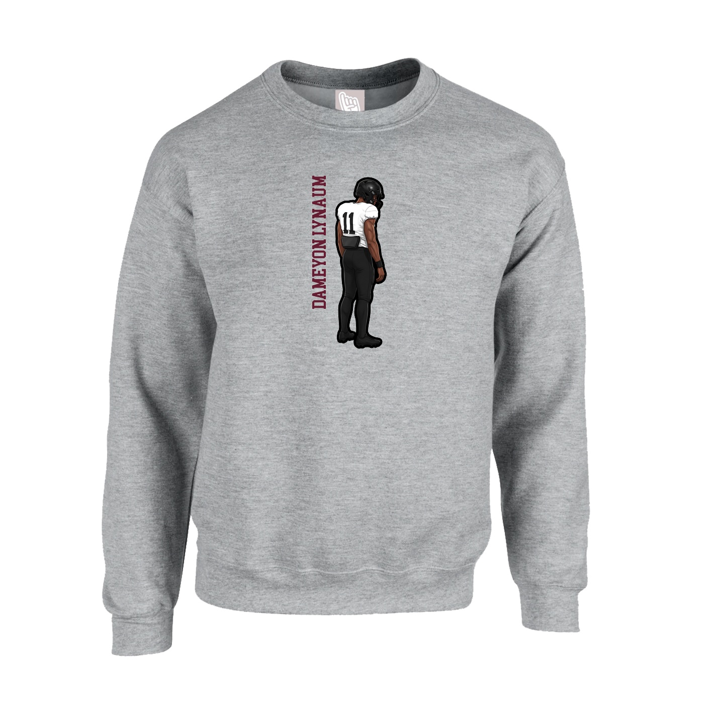 Fleece Crew — Name Vertical in Grey