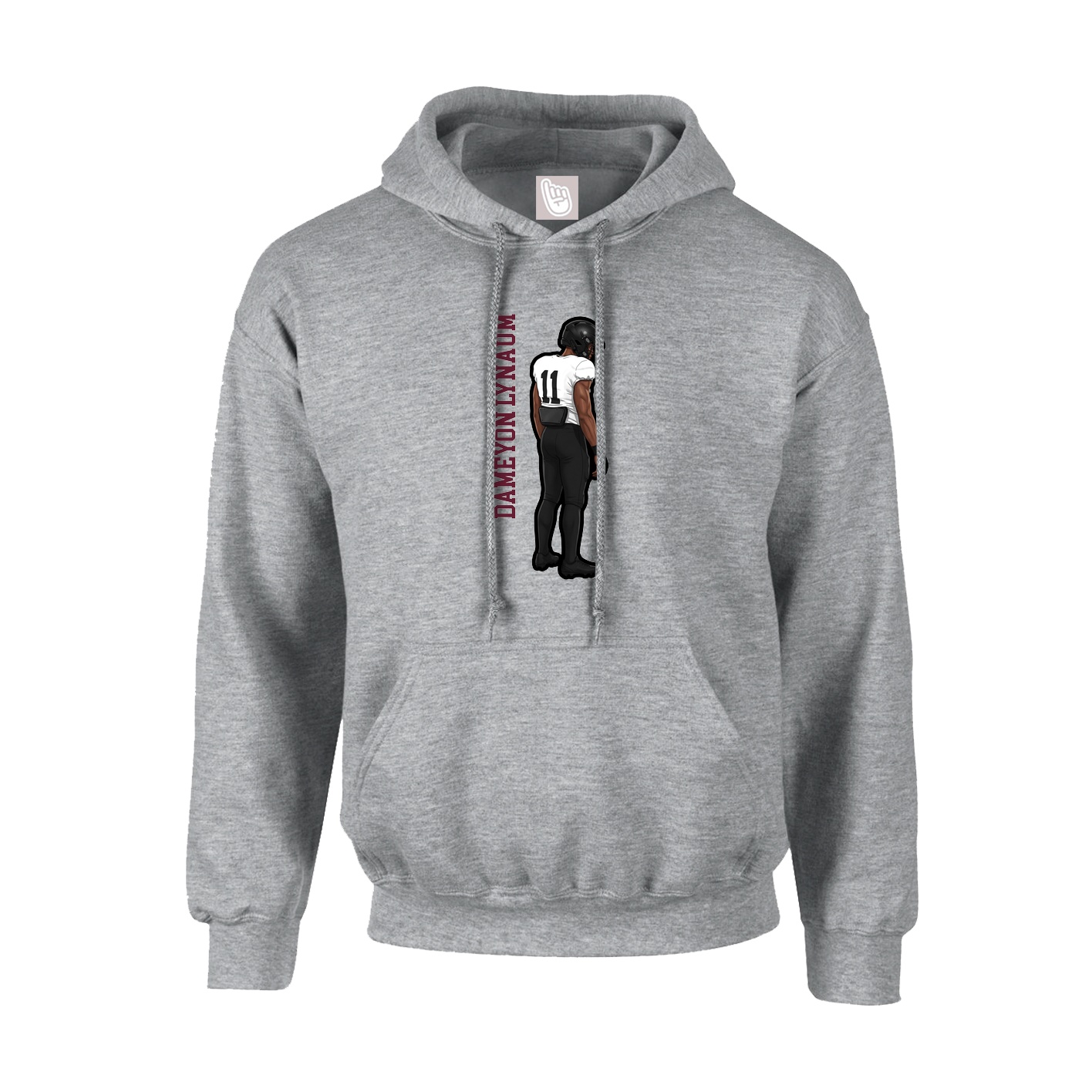 Youth Hoodie — Name Vertical in Grey
