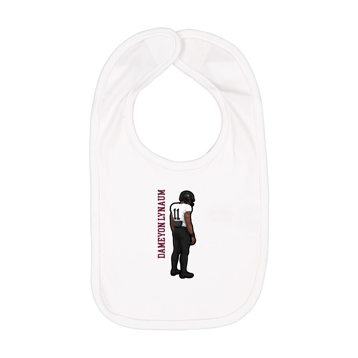 Infant Bib — Name Vertical in White