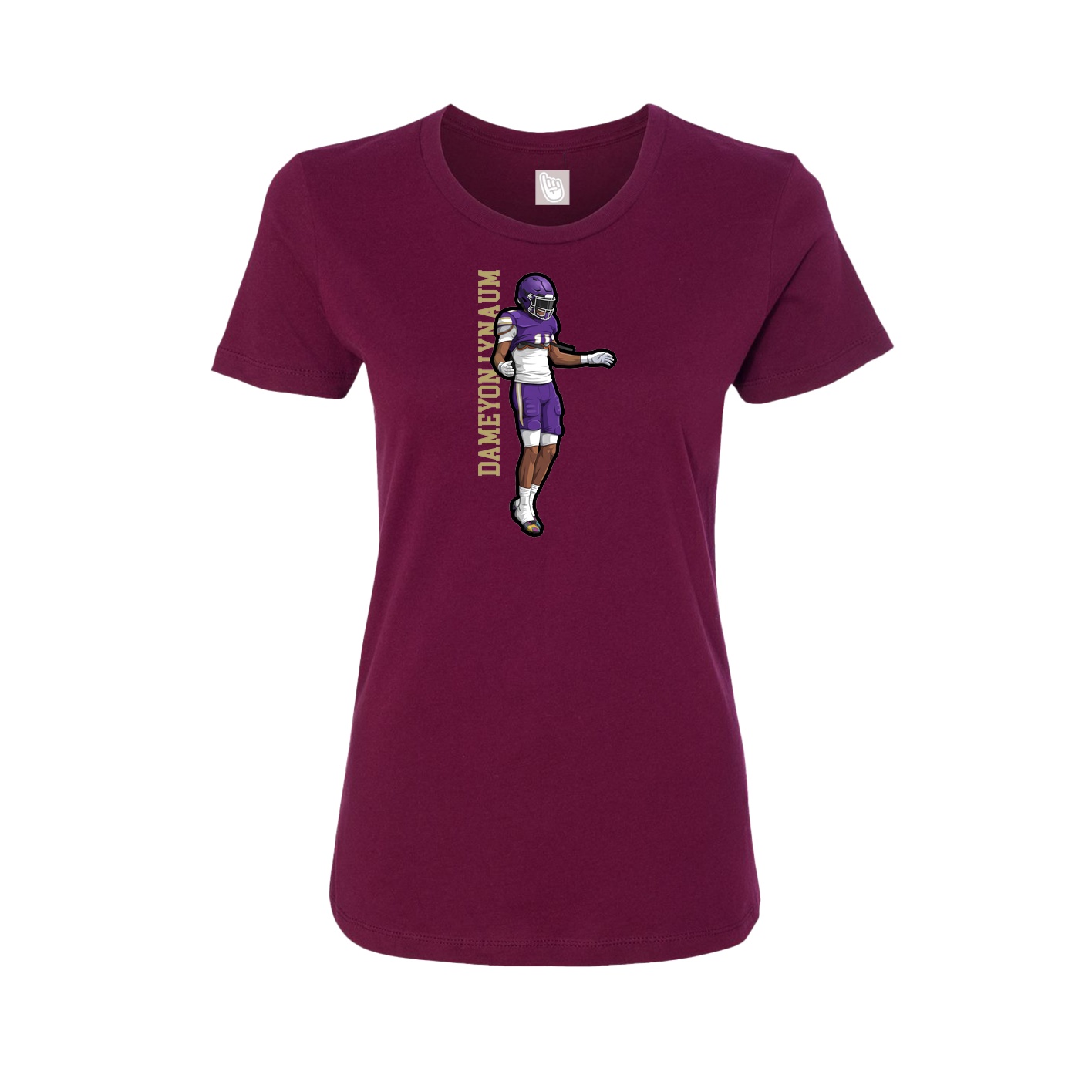 Fitted Women's Tee — Name Vertical in Maroon