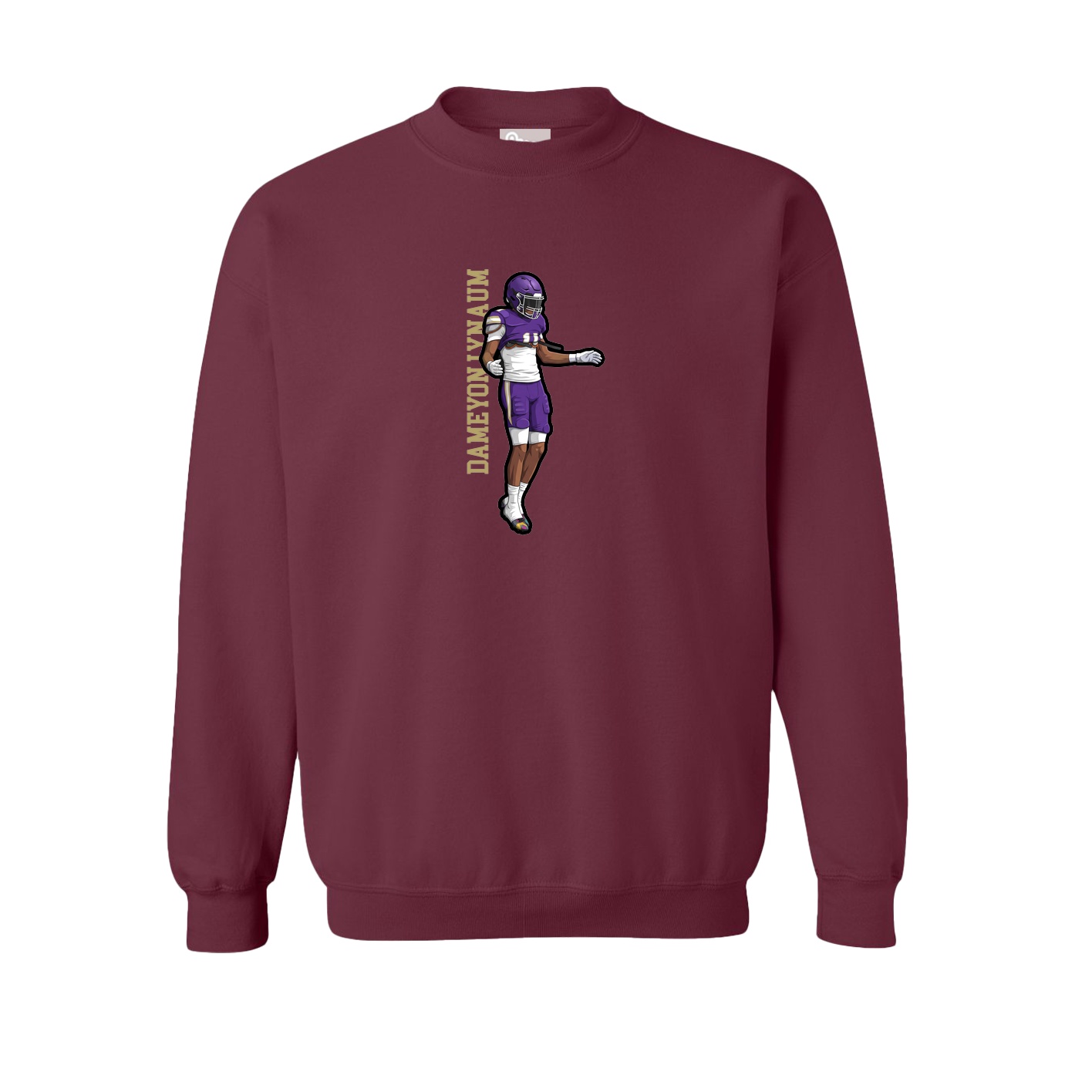 Fleece Crew — Name Vertical in Maroon