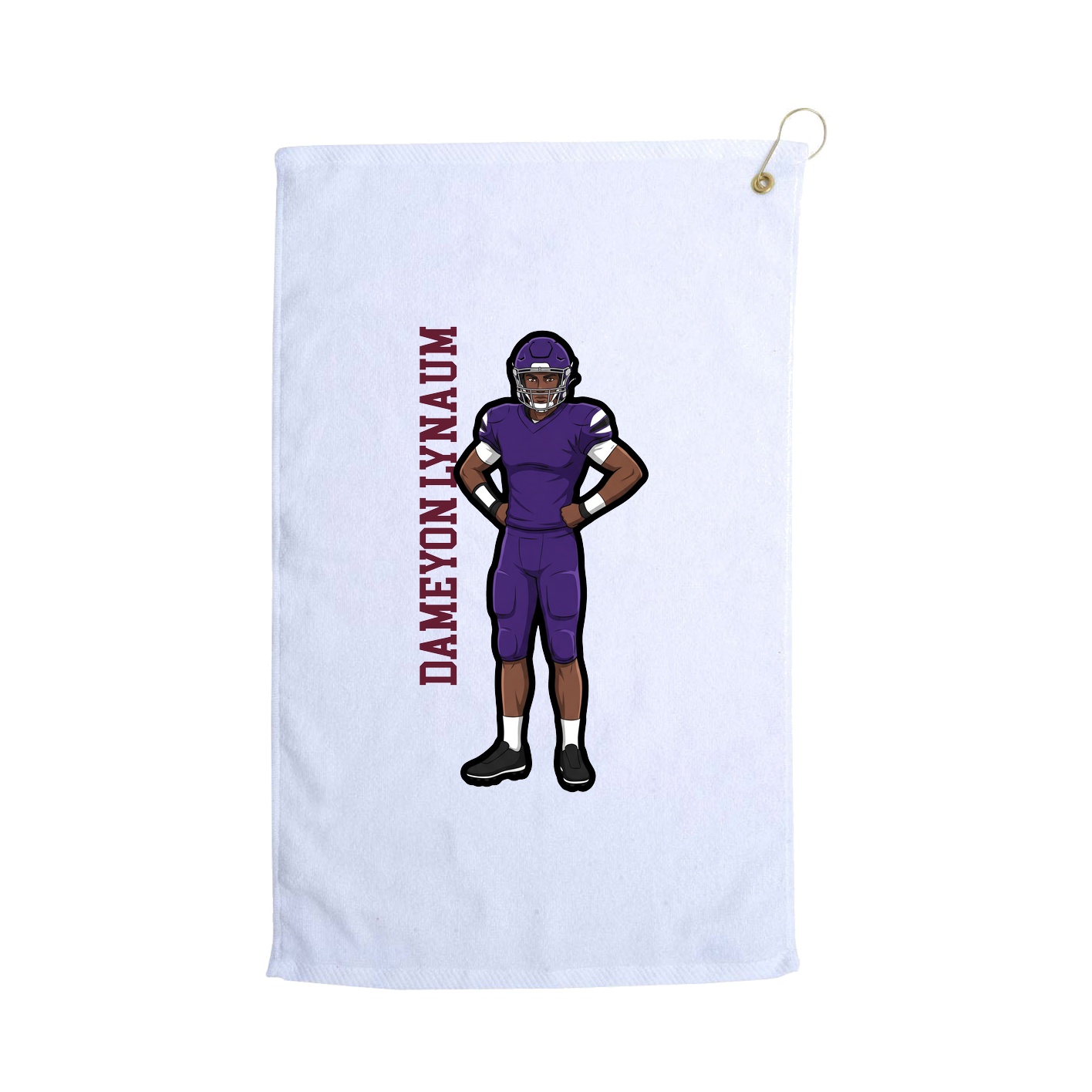 Golf Towel — Name Vertical in White