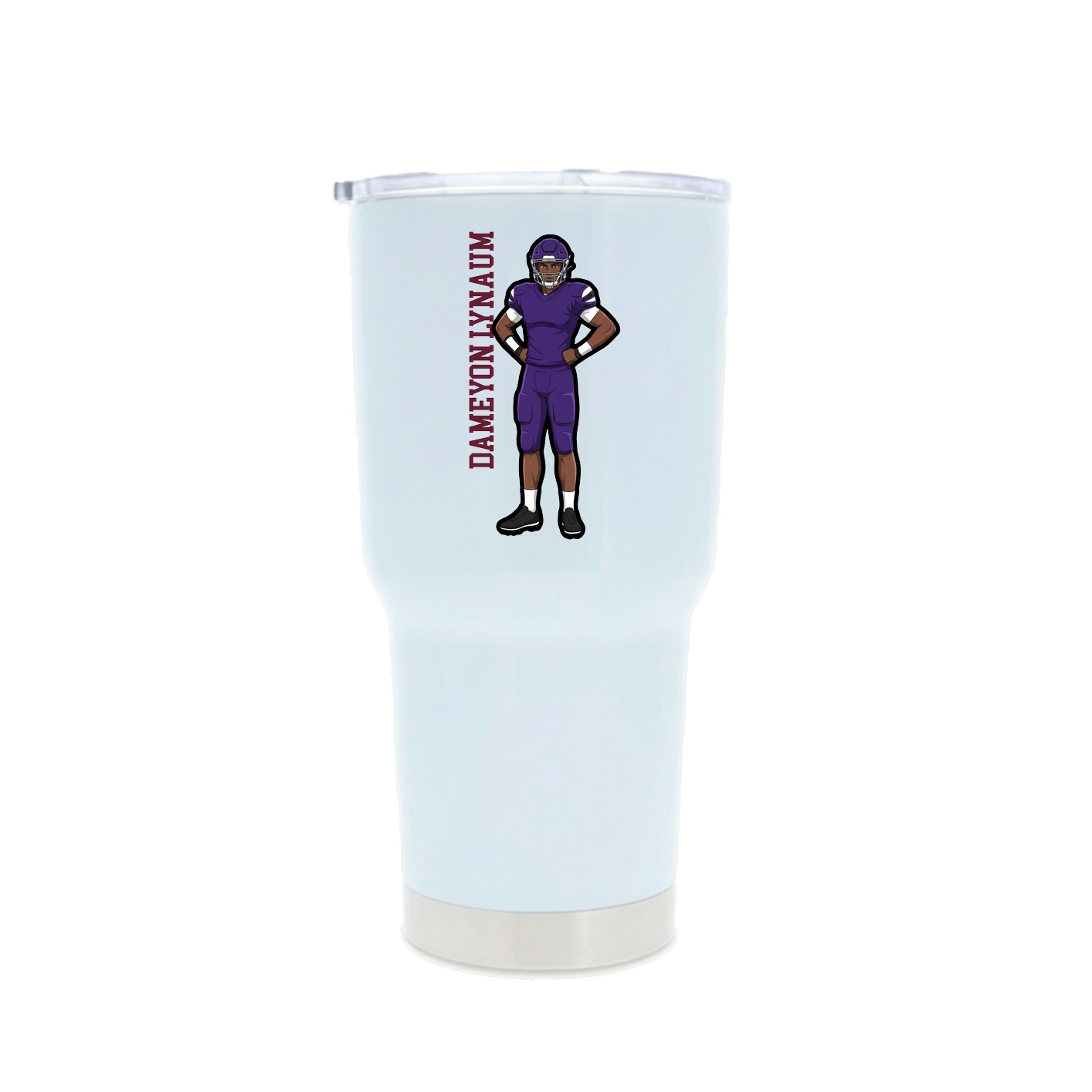 30oz Stainless Steel Tumbler — Name Vertical in White
