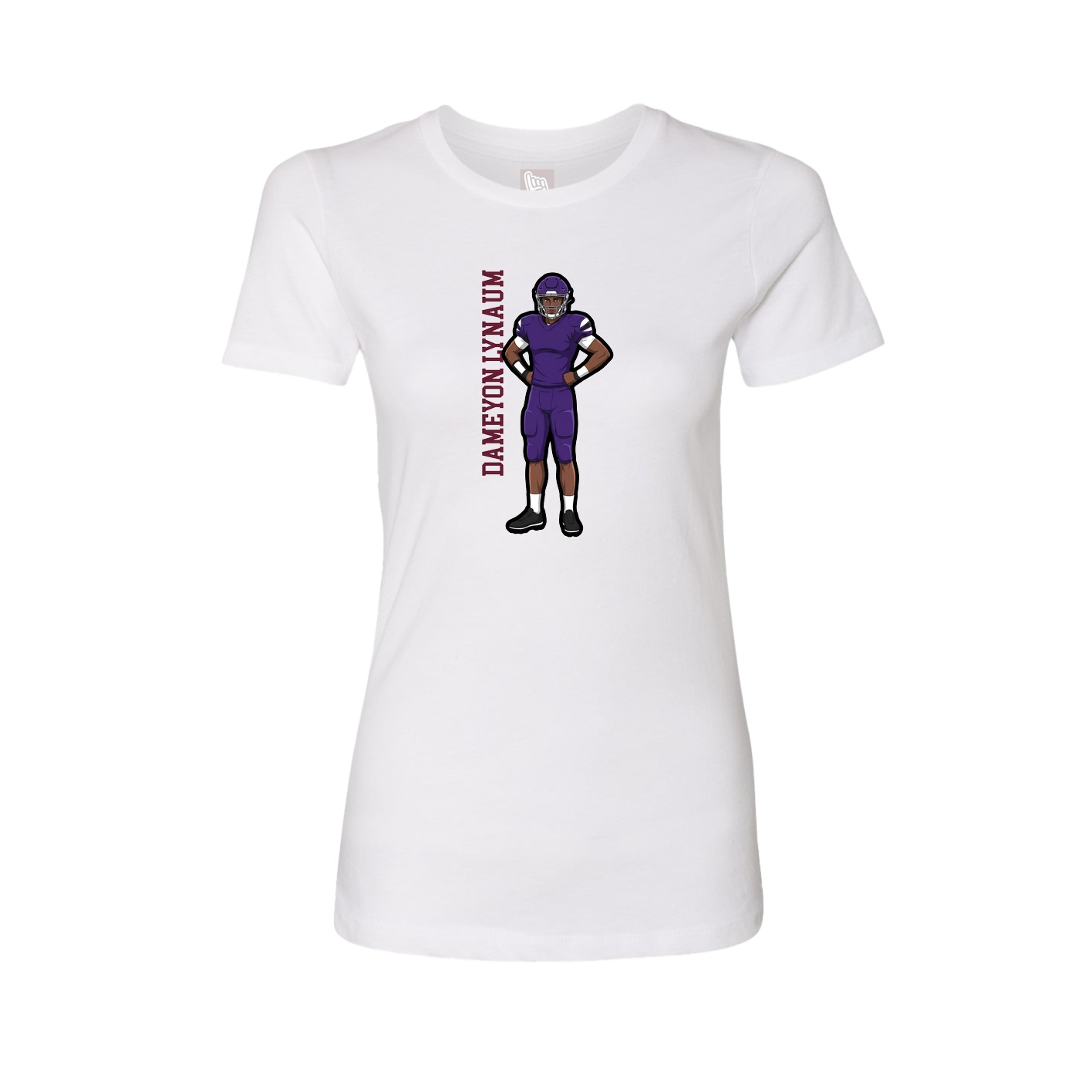 Fitted Women's Tee — Name Vertical in White