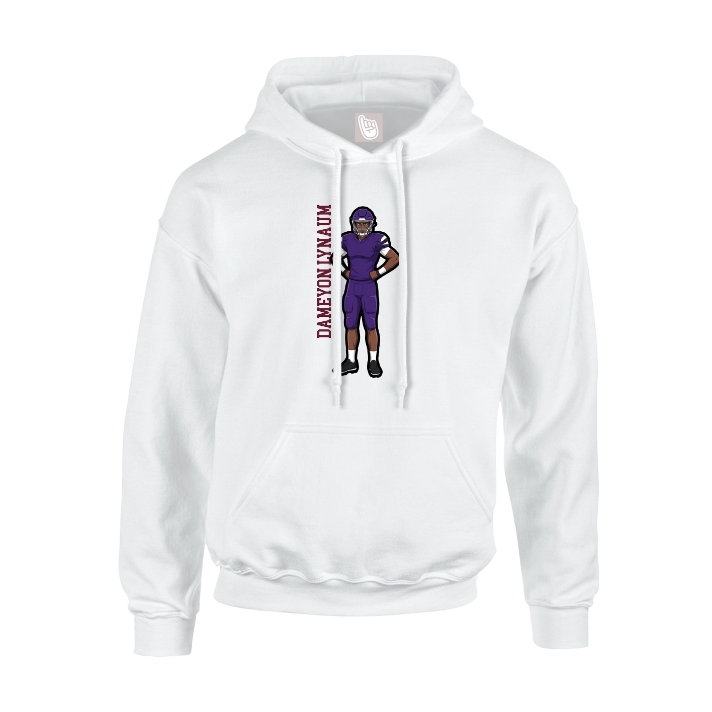 Youth Hoodie — Name Vertical in White